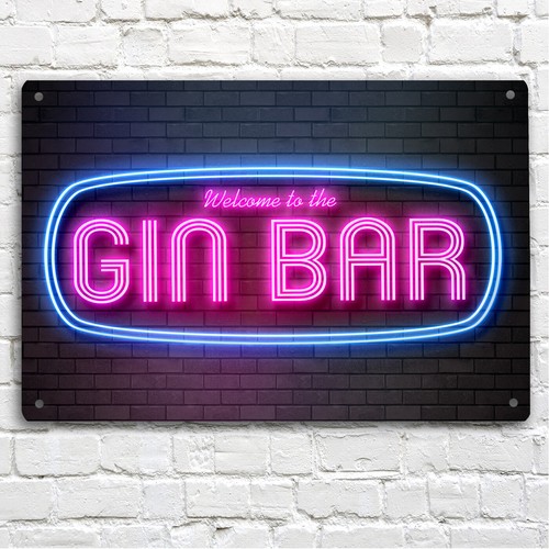 Insegna bar gin vintage - gin, a4