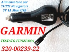 ALIMENTATORE AUTO Navigatore Garmin 320 00239 22 5V 1A ORIGINALE e Universal