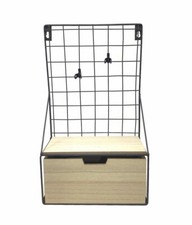 Mensola parete ferro ripiano e cassetto legno MDF arredamento stile industriale