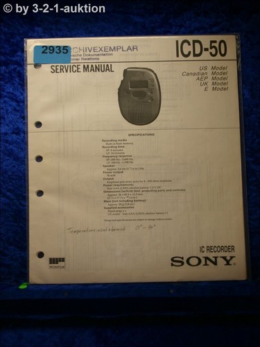 Manuale servizio sony icd - manuale, di