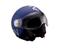 CASCO AL DESIGN DEMI JET CON VISIERA ELICOTTERISTA BLU BIANCO OPACO