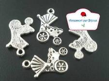 25 Ciondoli Carrozzina Bambino Argento antico 19x12mm per bomboniere nascita