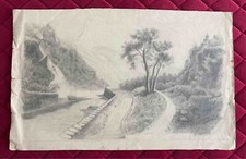 ANTONIO FONTANESI ? - Disegno a matita "Canale di Faito Canton Ticino"