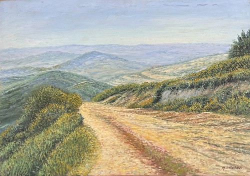 Dipinto olio tela paesaggio - su,