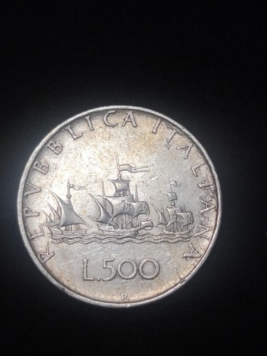 Moneta argento 500 lire - moneta,