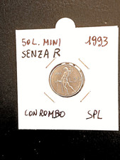 50 LIRE PICCOLE 1993 RARA E SPLENDIDA PRIVA DEL SEGNO DELLA ZECCA "R"
