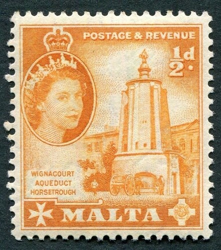 Malta 1956 2d arancione - malta, 1956-8