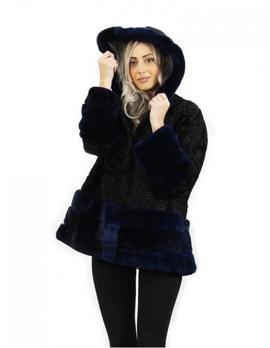Giacca pelliccia nero blu - nero,