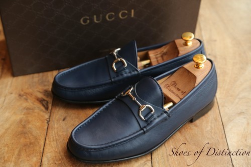 Gucci mocassini blu navy pelle