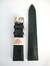 1 CINTURINO EXTRA PIATTO PELLE DI LUCERTOLA VERA CUCITO VERDE 20 MM. NUOVO