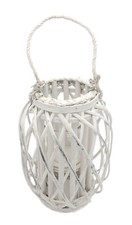 Lanterna In Bambù Con Inserto In Vetro E Manico Porta Candela Decorativa