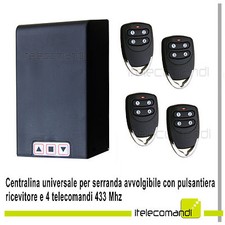 Kit centrale comando serranda avvolgibile garage box + 4 telecomandi rolling cod