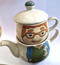 Set Teiera per una persona con Tazza a Forma di Uomo in Ceramica Vintage Carina