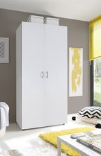 Armadio 2 ante bianco Guardaroba con appendiabiti e ripiano Camera, cameretta