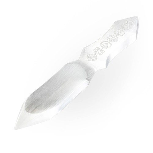Selenite athame con incisione - selenite,