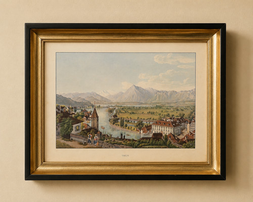 Stampa paesaggio con - , cornice