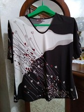 Maglia donna marrone panna tg L maglina mezza manica maglietta t shirt Jersey