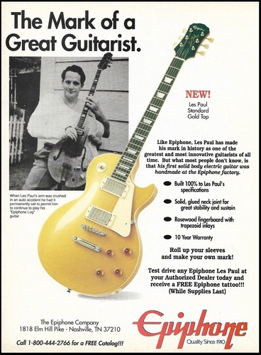 Pubblicità chitarra epiphone - chitarra,