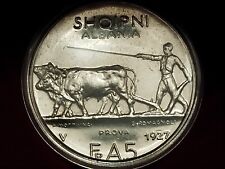 Moneta argento Albania 5 franga ari, 1927- REPLICA