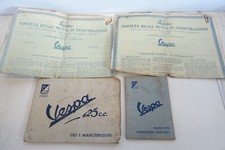 manuale uso manutenzione Vespa 125 bacchetta 1950 + buoni e contratti Piaggio