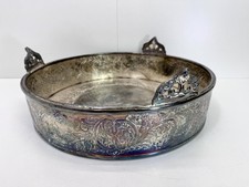 Vassoio portafrutta piatto da portata Art Nouveau argentato decoro a rilievo antico #9405