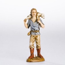 Pastore statuina Buon Pastore 12 cm di plastica Moranduzzo per presepe