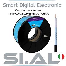 Cavo antenna TV nero da  6.8mm in matassa da 100 metri tripla schermatura PE 