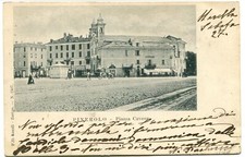 1900 Pinerolo Piazza Cavour carretto con cavalli dest Candiolo FP BN VG ANIM