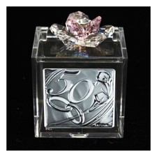 31879-rosa Bomboniere Scatolina Confetti fiore cristallo 50 Anniversario Nozze
