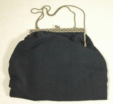 Borsetta donna tessuto nero manici catene metallo Vintage borsa gothic dark-MT