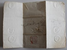 1725 PONTIFICIO lettera FILIGRANA ANCORA da ROMA+7 timbri PROCACCIA a SECCO-F371