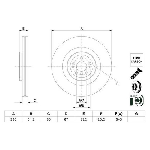 Disco freno ventilato bosch - disco,
