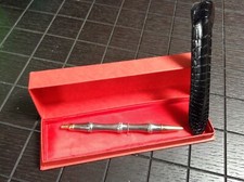 GUCCI BAMBOO PENNA SFERA ARGENTO ORIGINALE VINTAGE + ASTUCCIO PELLE E SCATOLA 