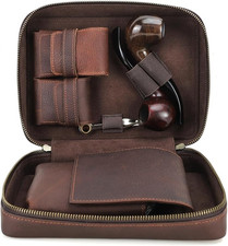 Contacts Borsa Portatile per Pipa Di Tabacco in Pelle per 2 Pipe, Multifunzione 