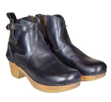 n. Stivali 6 5" in pelle con fibbia zoccoli sul tacco medio neri USA donna US 8,5 (EU 39)