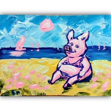 Dipinto originale maiale rosa