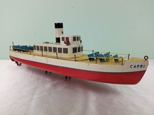 BATTELLO CAPRI VENTURA GIOCATTOLI EPOCA ANNI '40 LEGNO LATTA FUNZIONAMENTO CORDA