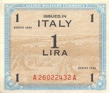 Italy  1  Lira  Series of 1943