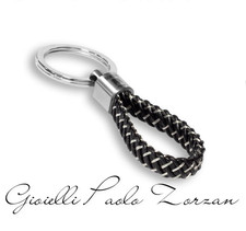 Portachiavi Borsari in acciaio e pelle nera PC-CARL011