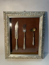 Quadro/teca Con  Posate Antiche In Ottone E Argento 800 (50x40)
