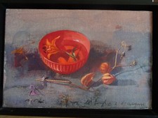 Mario MADIAI; "I fiori, le foglie e l'acqua"; olio su tela; 20 x 30