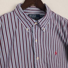 Polo Ralph Lauren camicia uomo grande 16,5-42 rosso blu a righe con bottoni