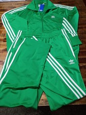 Set giacca e pantaloni tuta uomo Adidas Originals Firebird verde nuovi taglia media