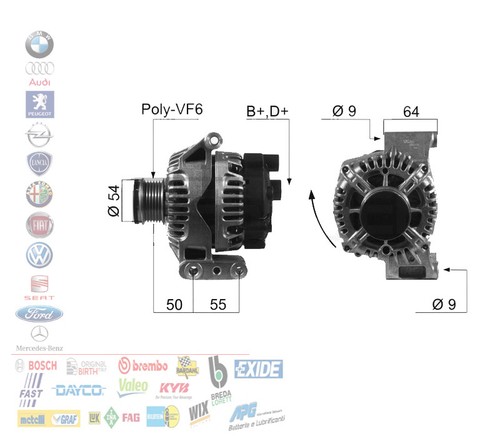 Alternatore 90a 14v - 90a, alfa