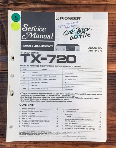 Pioneer 720 sintonizzatore - pioneer,