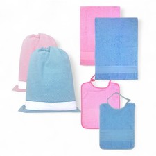 Set Asilo Nuvola 3 Pezzi in Puro Cotone con Tela AIDA da Ricamare - Sacco + Bava