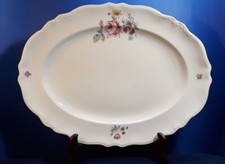 PIATTO OVALE ANTICO VASSOIO PORCELLANA CON FIORI MARCATO cm 37x28