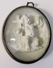 FANTASTICA SCULTURA BASSORILIEVO ANGELO IN SCHIUMA DI MARE XIX SECOLO