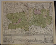 KLAGENFURT CARINZIA AUSTRIA 1720 HOMANN INSOLITA ANTICA MAPPA INCISA RAME