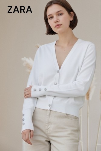 Zara white cardigan jeweled - white, cardigan-jeweled